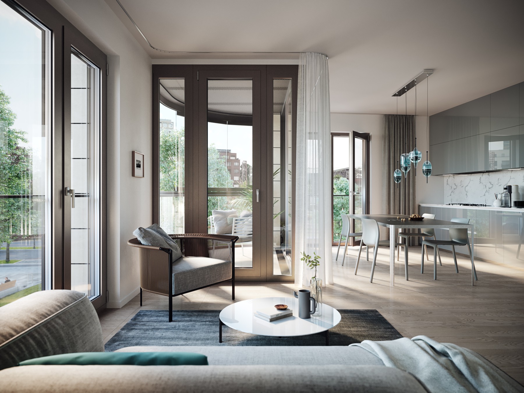 Innanansicht einer Luxusmodelwohnung